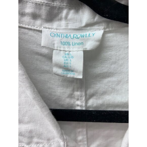 Cynthia Rowley Womens 100% Linen White Jacket Size L With Zipper & Snap Closures - Picture 5 of 8